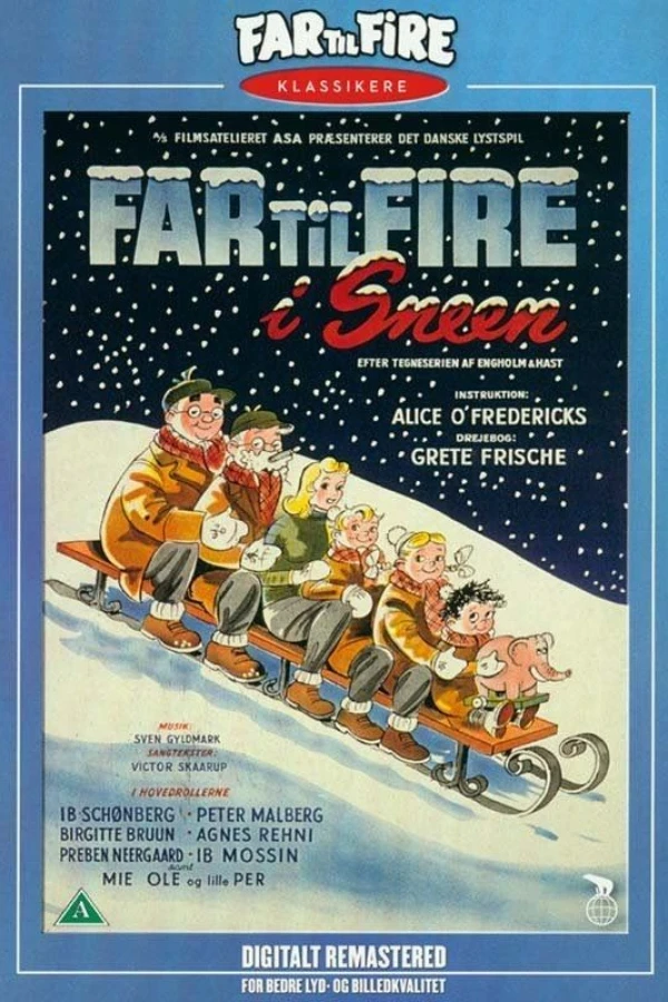 Far til fire i sneen Poster